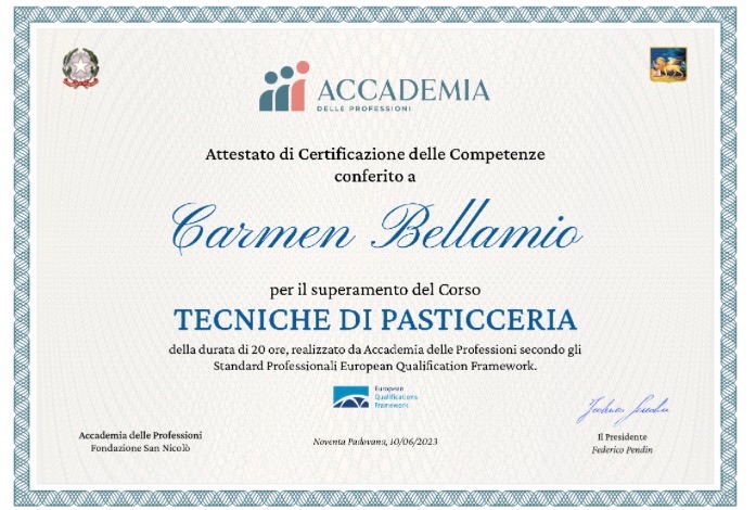 Attestato Tecniche di Pasticceria